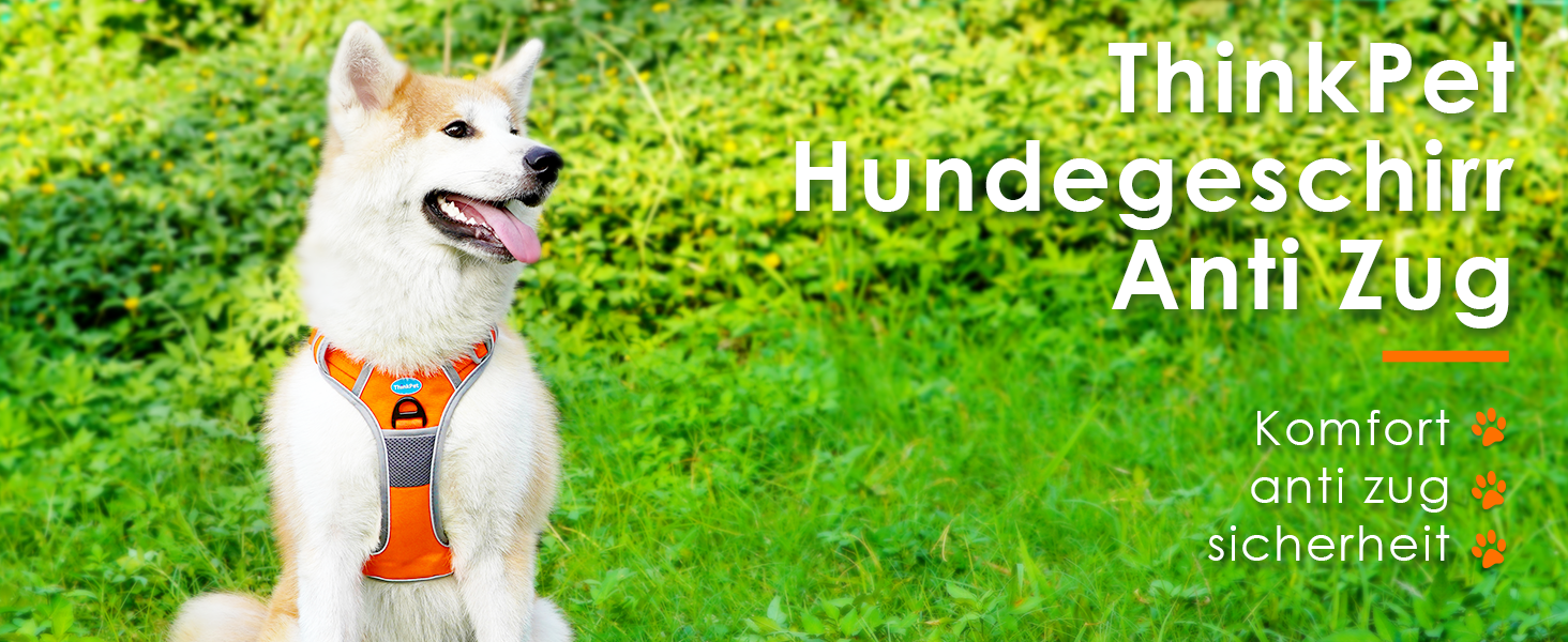 ThinkPet шлейка для собак з ручкою - анти-тяга, дихаюча, з підкладкою, світловідбиваюча (S, Помаранчевий, L, 1 шт.)