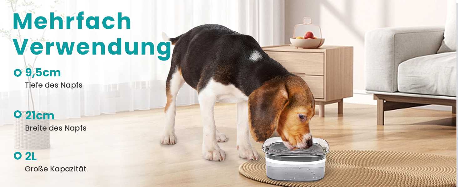 Миска для собак PETTOM 2L без розбризкування, велика сіра, з анти-розливним механізмом