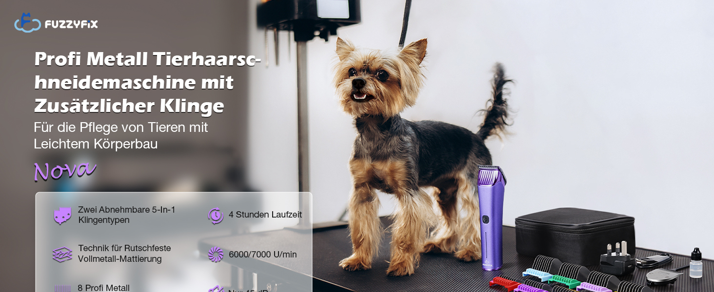 Професійна машинка для стрижки собак з запасним лезом, 5-в-1, фіолетовий колір
