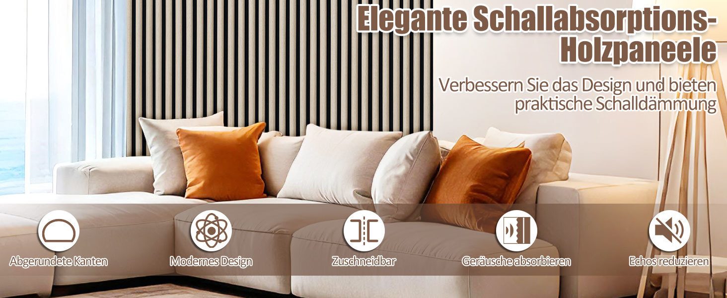 Акустичні панелі з дерева та фетру 120x60 см, білий дуб — звукопоглинаюча стіновая облицювання для покращення акустики приміщення, набір 2 шт