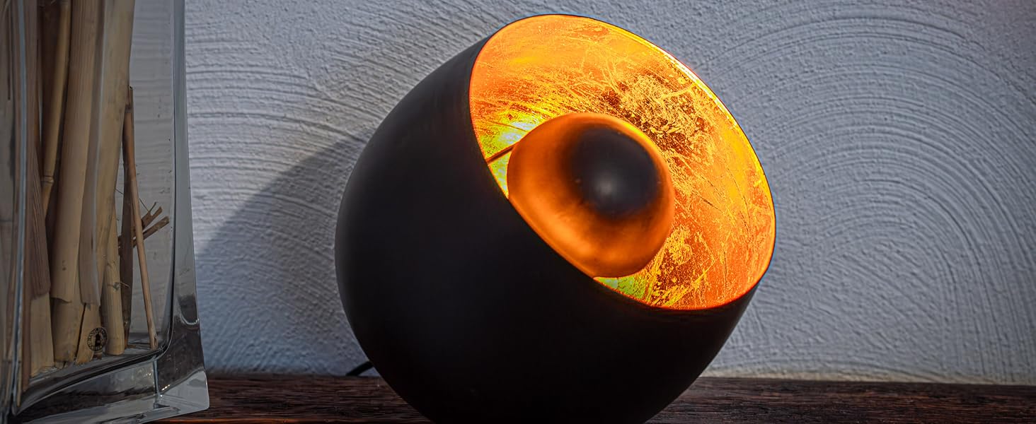 Настільна лампа ZEYA чорного кольору з мідними акцентами, Ø 23 см, в стилі лофт та ретро, E27, 40W