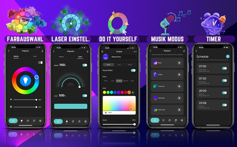 LED проектор зоряного неба Blubbel з Wi-Fi, 3D Галактика, нічник з керуванням через додаток і голос, сумісний з Alexa/Google, для дітей та спальні