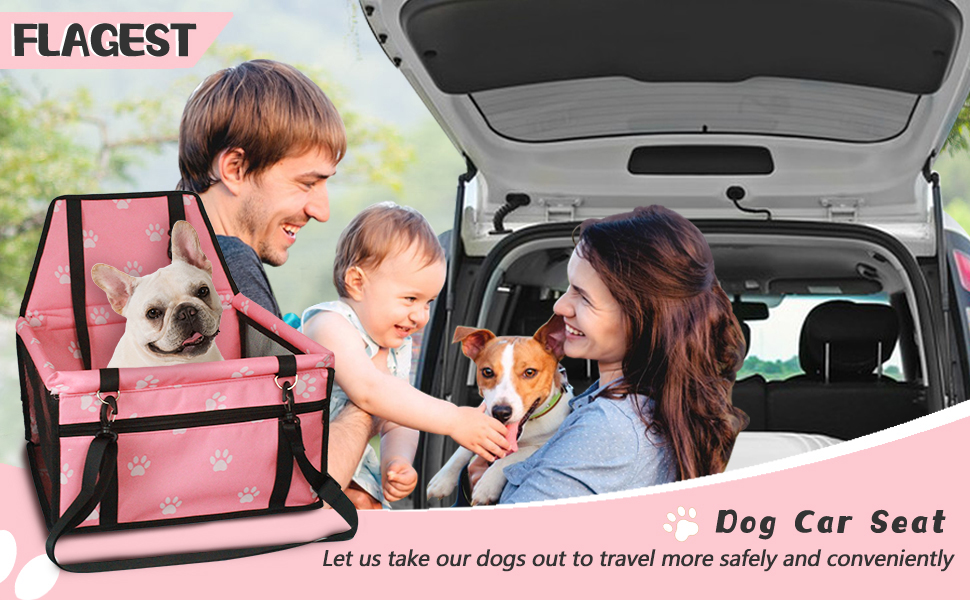 Автомобільний лежак для собак Flagest: зручний, знімний, 40x32x24 см (рожевий)