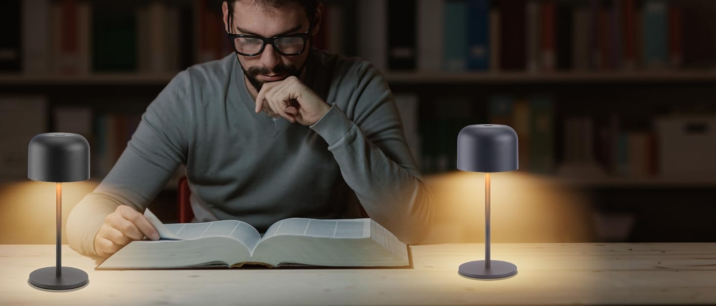 Акумуляторний LED світильник Klighten настільний диммований, чорний, алюміній, IP54, 21 см. З USB-C, 3 кольори світла (3000K-6000K)