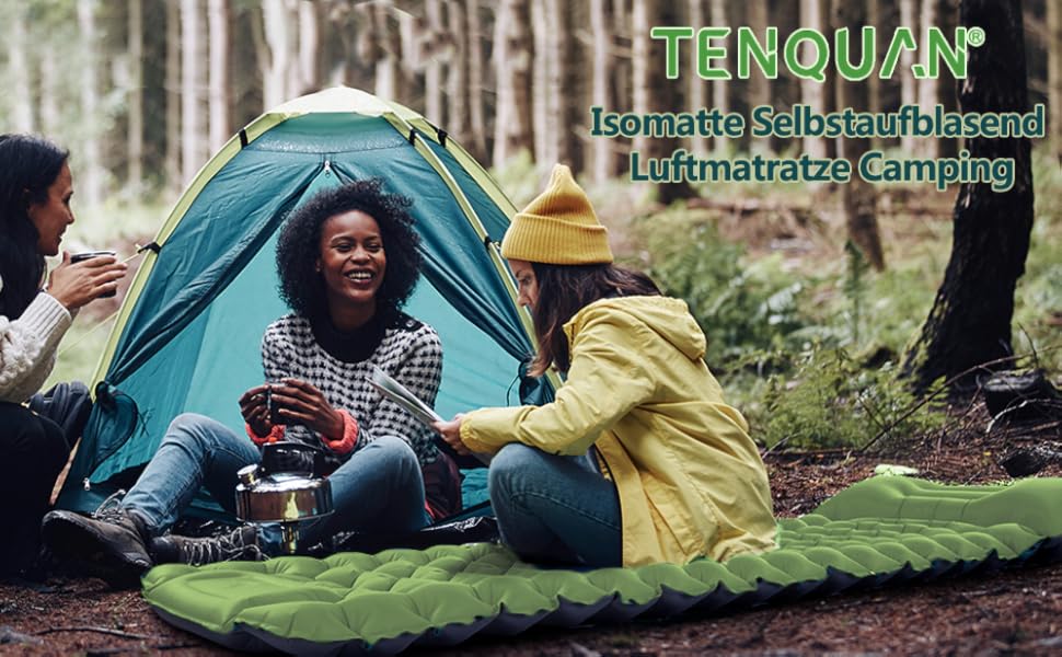 Надувний килимок для кемпінгу Isomatte - самонадувний, 9 см, для авто, намету, трекінгу, пляжу (зелений)