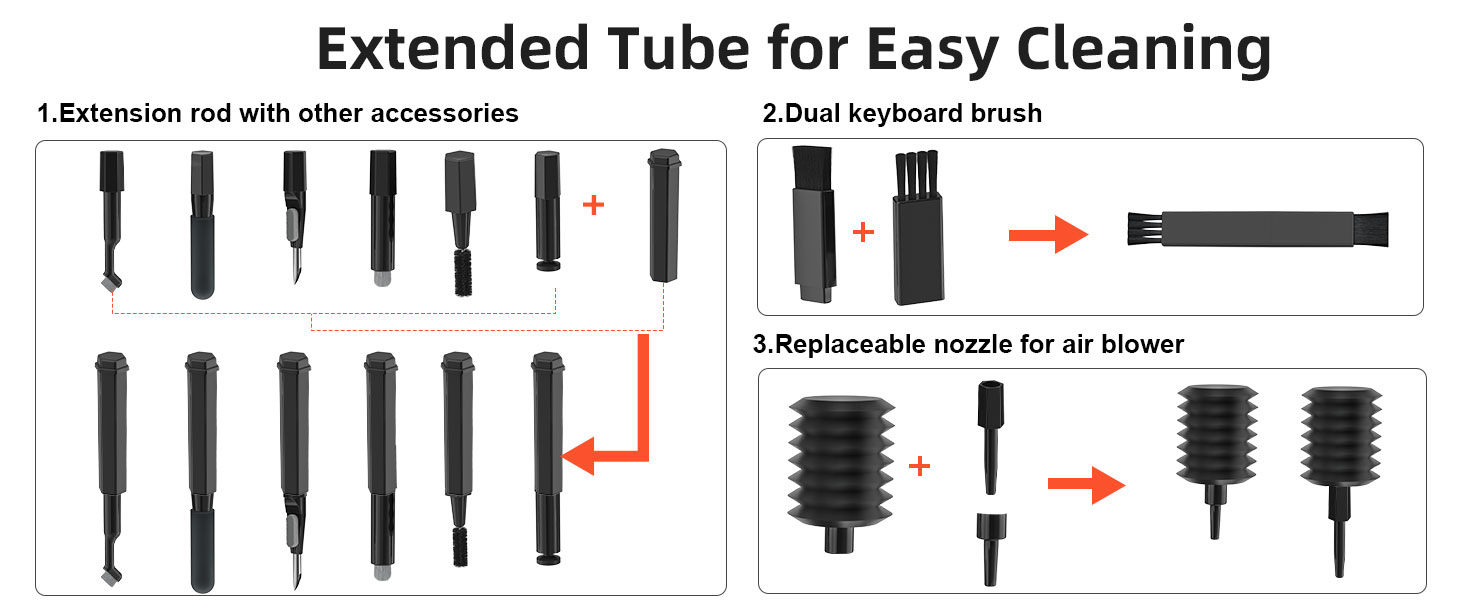 Набір для чищення клавіатури та екрану 20 в 1: очищувач екрану, щітка для клавіатури, для ноутбука, планшета, комп'ютера, монітора, камери (чорний)