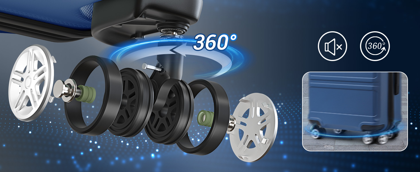 KONO Валіза-Тролей XL (74 см) з ABS+PC, 4 колеса, TSA-замок, для подорожей, бізнесу та сімейного відпочинку, темно-синій