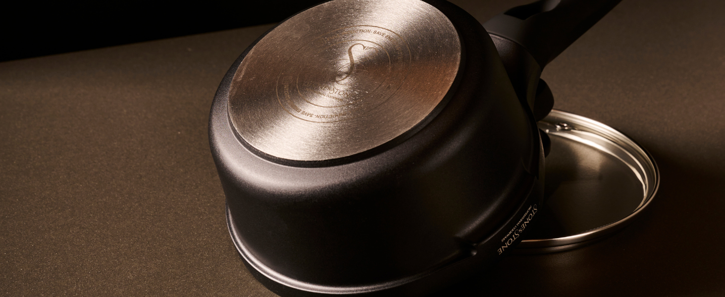 Набір для індукційних плит 24 см: каструля, гриль-сковорода, пароварка з 3 рівнями, кришка з жароміцного скла, ложка (16 см)