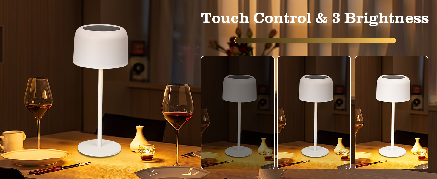 Світлодіодна настільна лампа Aigostar акумуляторна бездротова, димується сенсорним керуванням, 3 режими світла, водонепроникна IP54 для дому та саду (біла)
