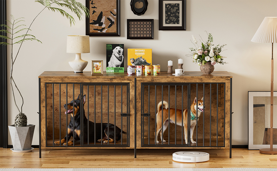 Клітка для собак для дому, 200 см, велика собача будка для 2 собак, XXL, міцна клітка з перегородкою, сучасна собача будка для дому, 4 двері для великих собак до 100 кг