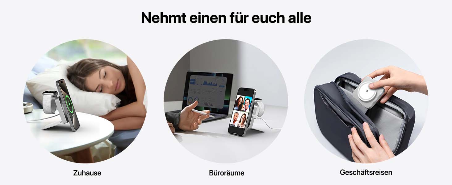 Бездротова зарядка MagSafe для Apple Watch та iPhone, сумісна з iPhone 16/15/14/13/12, iWatch, AirPods Pro 3/2 (срібна)