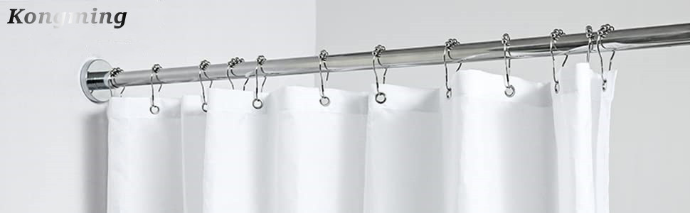 Телескопічна штанга для карнизів 60-130 см, висувна, з нержавіючої сталі, для штори, шафи, ванної кімнати, вікна або дверей (48-200 см, білий)