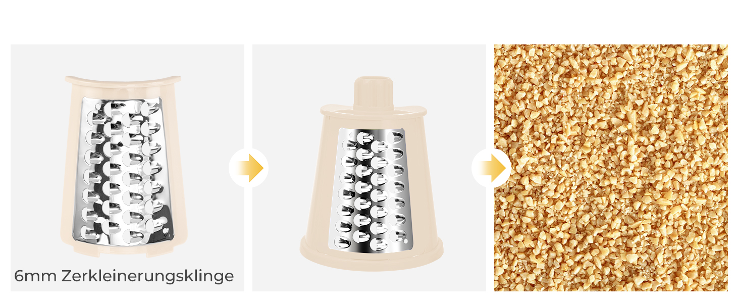 Тертка для овочів STEAS з ручкою - терка для сиру, овочів, фруктів з 5 насадок, міцним присоском, контейнером для ножів (Бежева)