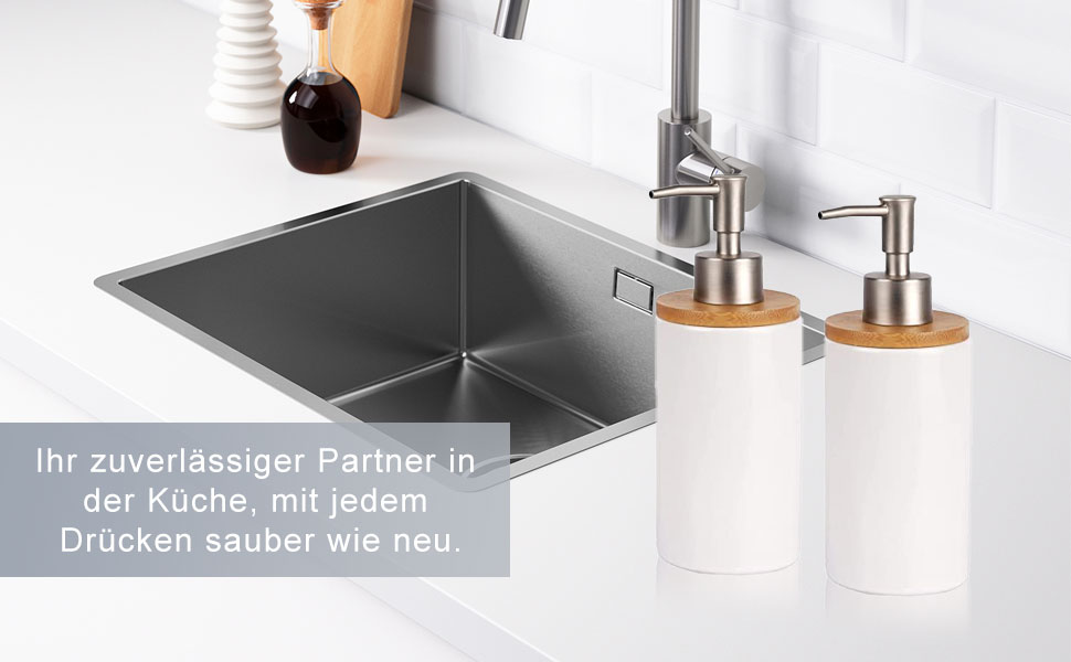 Дозатор для мила з кераміки, 500 мл, з металевим насосом, 2 шт. (для кухні та ванної кімнати)