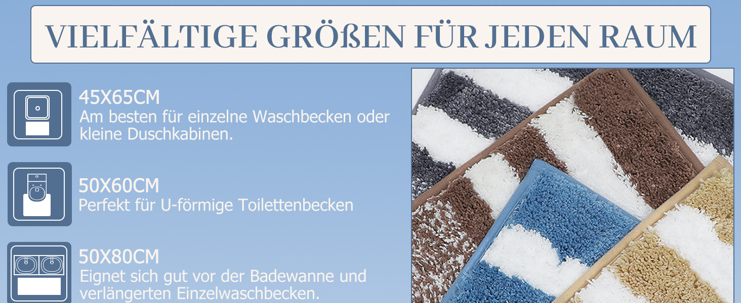 Pauwer Microfiber Bath Mats & Rugs - Plush, Absorbent, Non-Slip - 60x120 cm - Washable Bathroom Rugs for Bedroom, Living Room, Blue