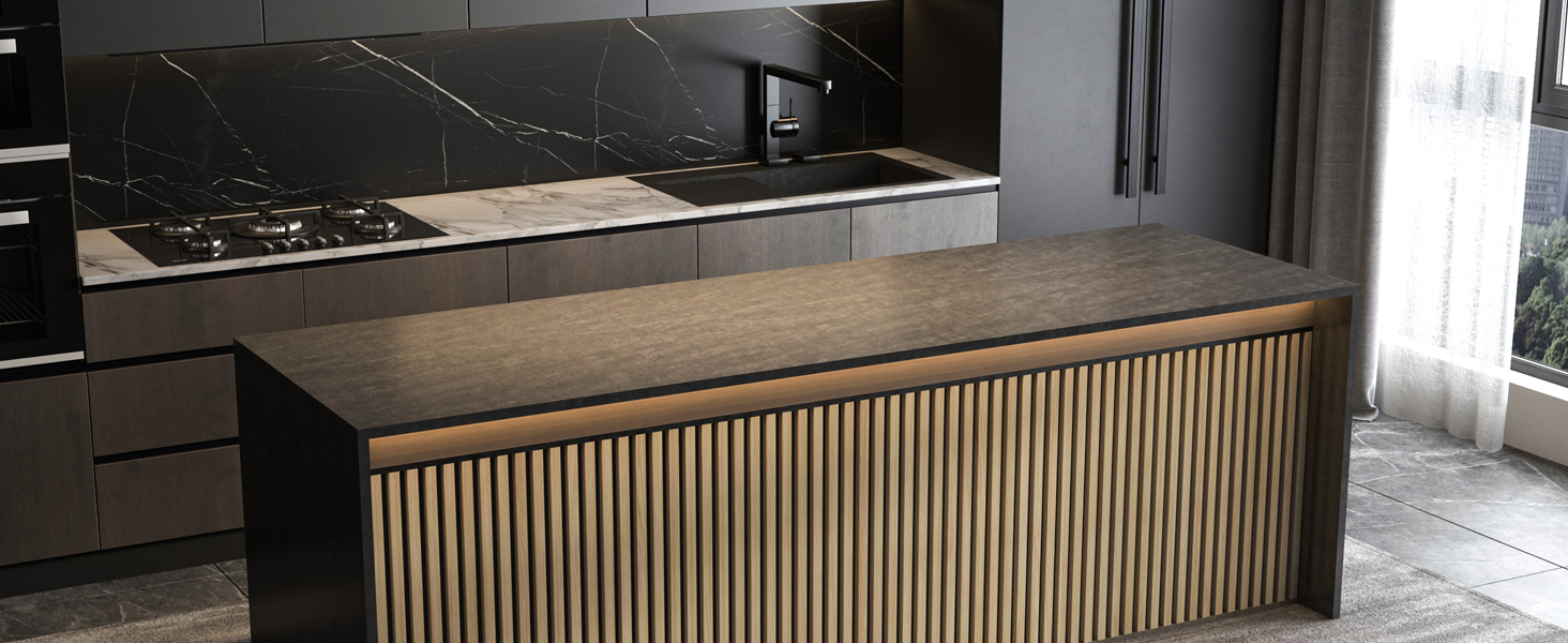 Акустичні панелі Art3d Темний горіх, 3D стінові панелі для звукоізоляції офісу, студії та вітальні, шпоноване дерево з фетровою основою, 60x30 см (набір 4 шт, 0.72 м²)