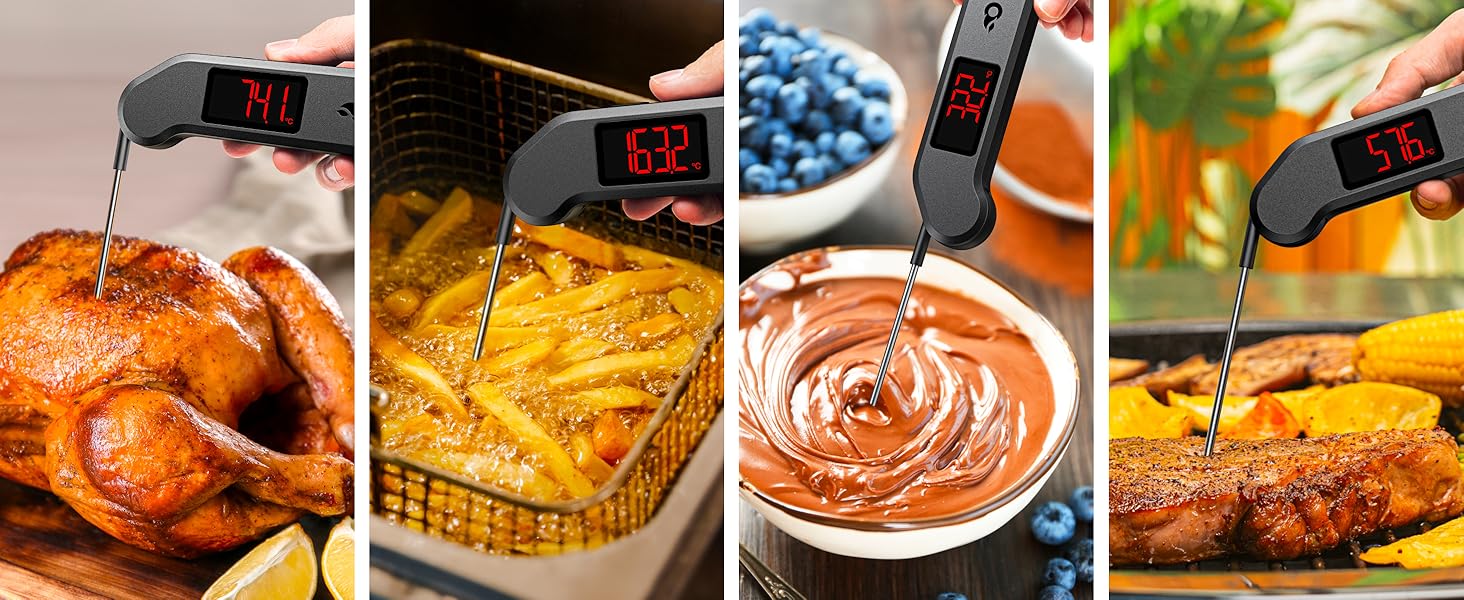 Цифровий термометр для м'яса ThermoMaven – миттєвий показник за 1 секунду, сертифікований NIST, ±0,3°C, водонепроникний (IP65), магнітний, для приготування на грилі, барбекю, духовки, кухні, чорний