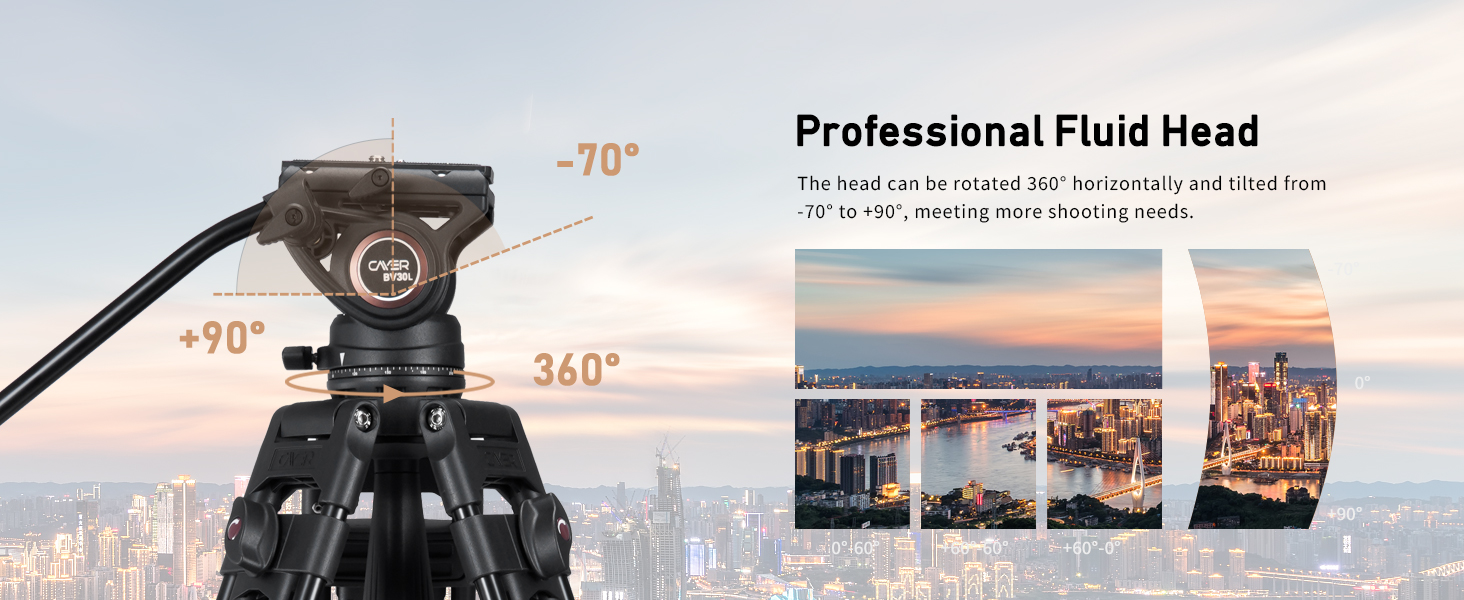 Штатив відео Cayer BV30L 72 дюйми - професійний штатив з алюмінію, рідинний упор K3, середній розвід, 6 кг, для DSLR/відеокамер + бонус Quick Release Plate