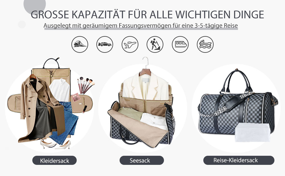 Сумка-трансформер для подорожей 50 л, 2-в-1 з водонепроникним взуттям та системою проти зминання – для жінок та чоловіків, ідеальна для ділових поїздок та відпочинку (Чорна)