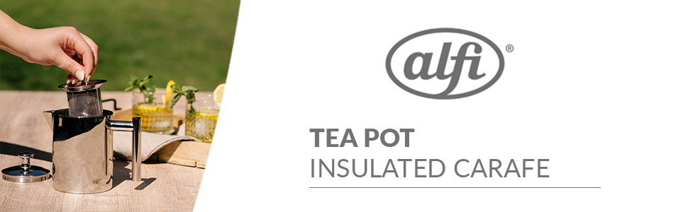 alfi TEA POT 1.40L, Stainless steel insulated carafe with tea strainer and tea catcher, single-walled stainless steel, durable thermos, ideal as a teapot for loose tea, dishwasher-safe, BPA-free (0.6 L)
