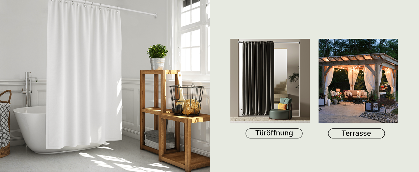 Штанга для карнизів без свердління, біла, Ø 25 мм, телескопічна - для штори, душової кабіни, вікна, кімнати, кухні (70-120 см)