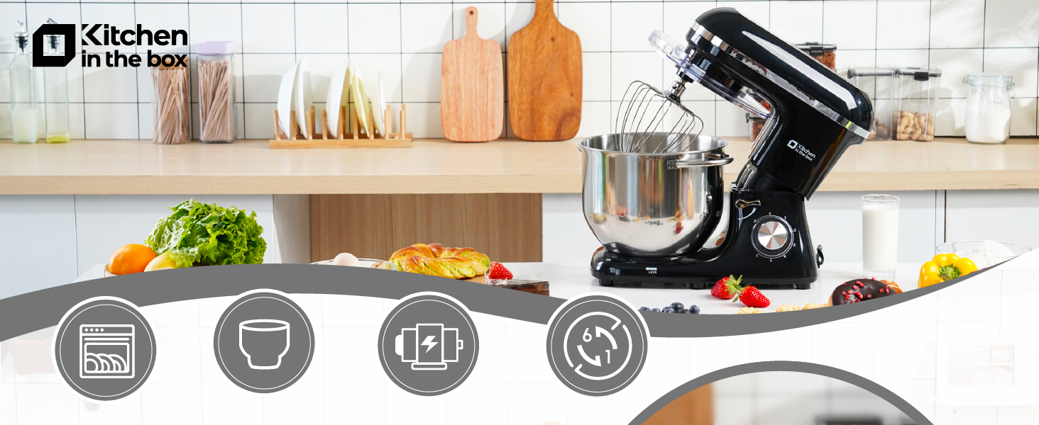 Кухонна машина Küchenmaschine 6.2 л, 1400 Вт, 6 швидкостей, з набором насадок (чорний)