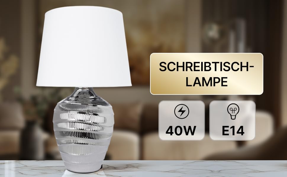 ARTE LAMP Poppy LED лампа настільна з кабелем – Хром/Біла настільна лампа з абажуром з білого текстилю для вітальні та спальні (Хром)