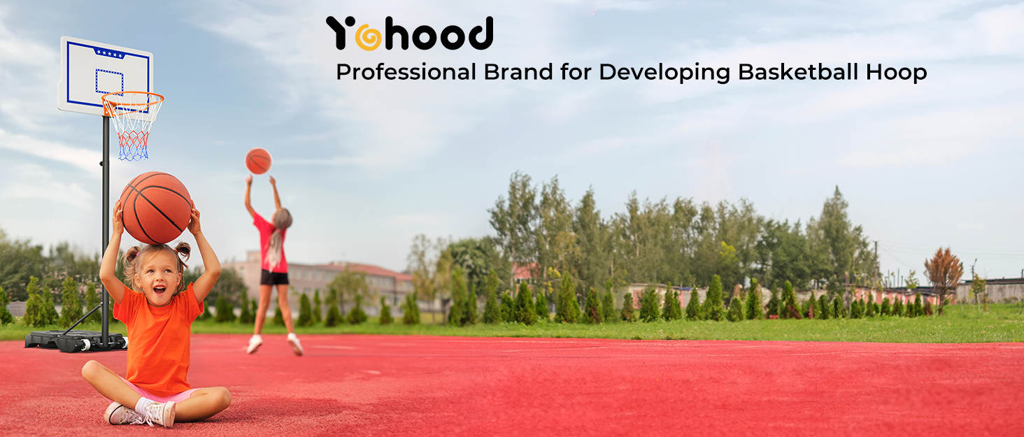 Баскетбольний кошик Yohood Outdoor для дітей, регульована висота 110-210 см, портативна модель для залу/вулиці, чорний, вологостійкий