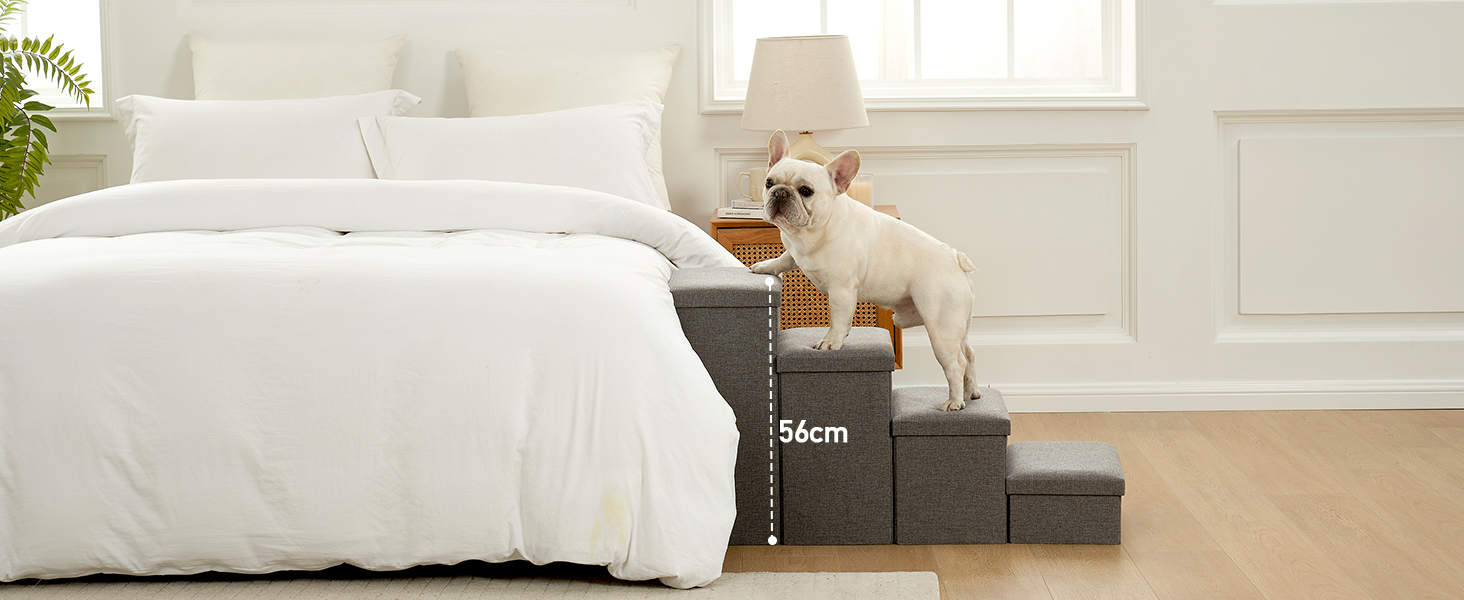 Сходинки для собак маленьких порід зі зберіганням, широкі, складні для ліжка та дивану, з неслизьким покриттям, вологостійкі (сірий, 43x72x42.5см, 3) сірий 3 43x72x42.5см