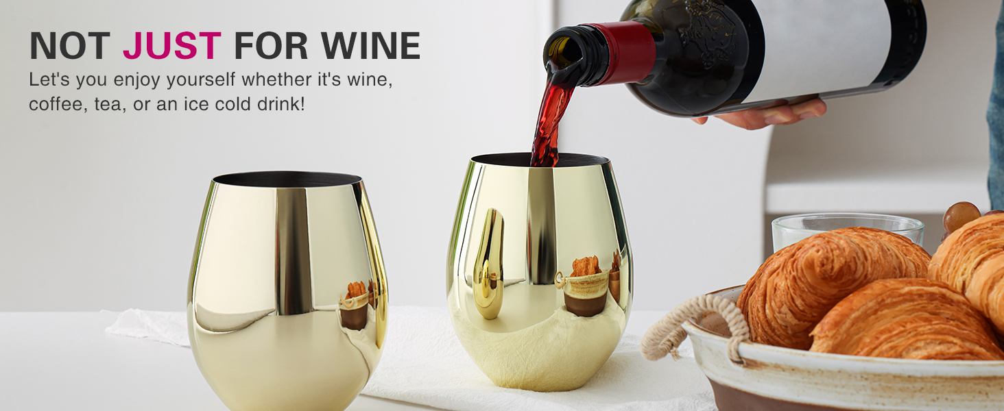 Набір келихів для вина WOTOR Gold, 4 шт, 530 мл, незламні золоті келихи, склянка з нержавіючої сталі, металеві келихи для відпочинку на природі, подорожей, кемпінгу, басейну, ідеальний подарунок для поціновувачів вина