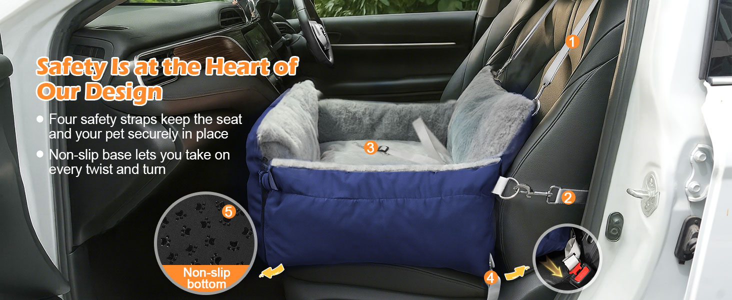 Автокрісло для собак 3-в-1 – переносна ліжко для маленьких собак, з розкладною поверхнею, м'яким матрацом, для переднього або заднього сидіння, внутрішнє та зовнішнє використання (04-Blau)