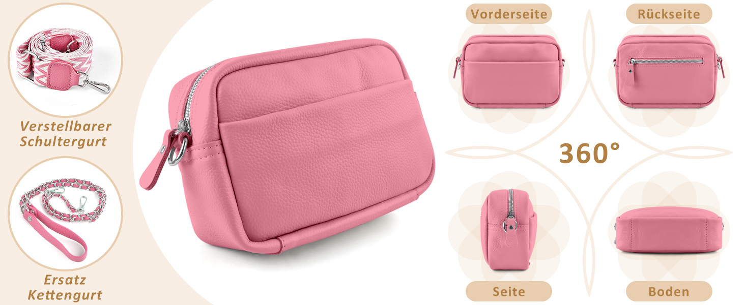 Сумка через плече BROTOU з натуральної шкіри, чорна. Маленька жіноча сумка з 3 відділеннями та широким ременем