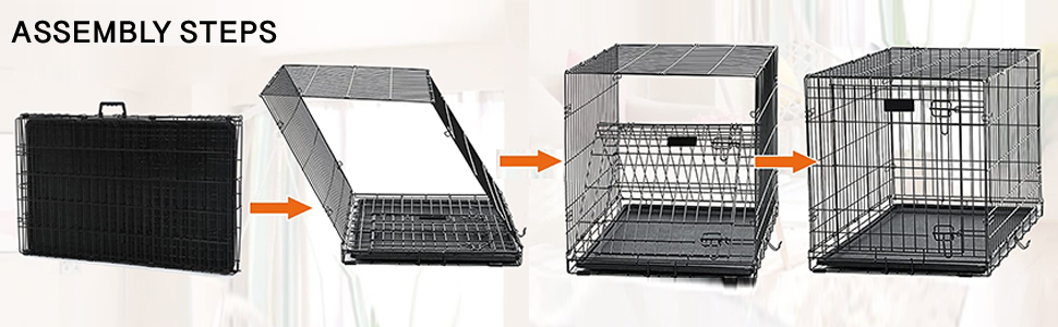 Клітка для собак 91 x 56 x 62 см, складана, з 2 дверцятами, переносна клітка для собак, автоклітка, з піддоном, дротяна клітка для собак