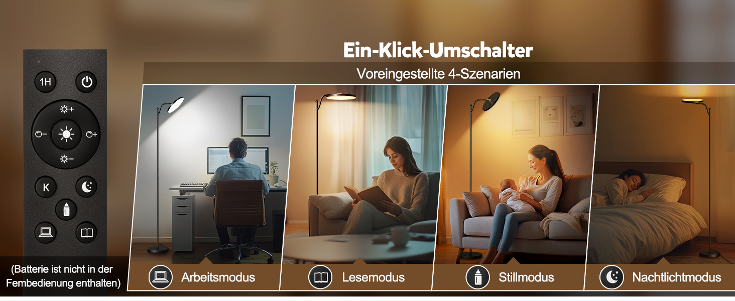 LED-стельовий світильник HANDSONIC 32W, 183 см, 3000 люмен, диммування, пам'ять, 2700K-6500K, таймер, пульт, для спальні, офісу, чорний