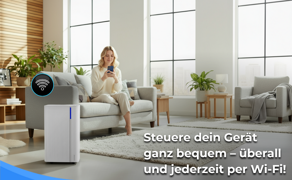 Електричний осушувач повітря Climative WAVE ION 12L/24h з Wi-Fi та очищувачем повітря для дому, квартири, ванної кімнати. Захист від вологи та плісняви до 20м²