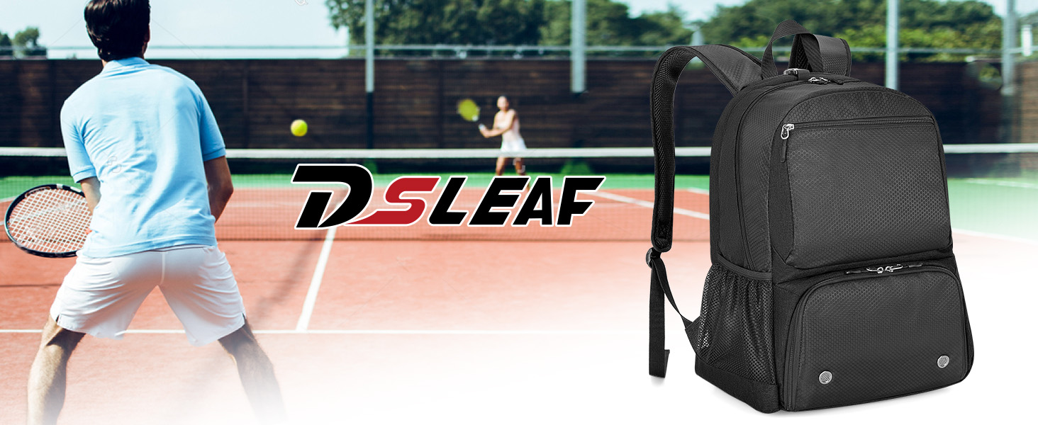 Рюкзак для тенісу DSLEAF з відділенням для взуття, сумка для 2 ракет, з підкладкою на плечах, чорний (для жінок та чоловіків)