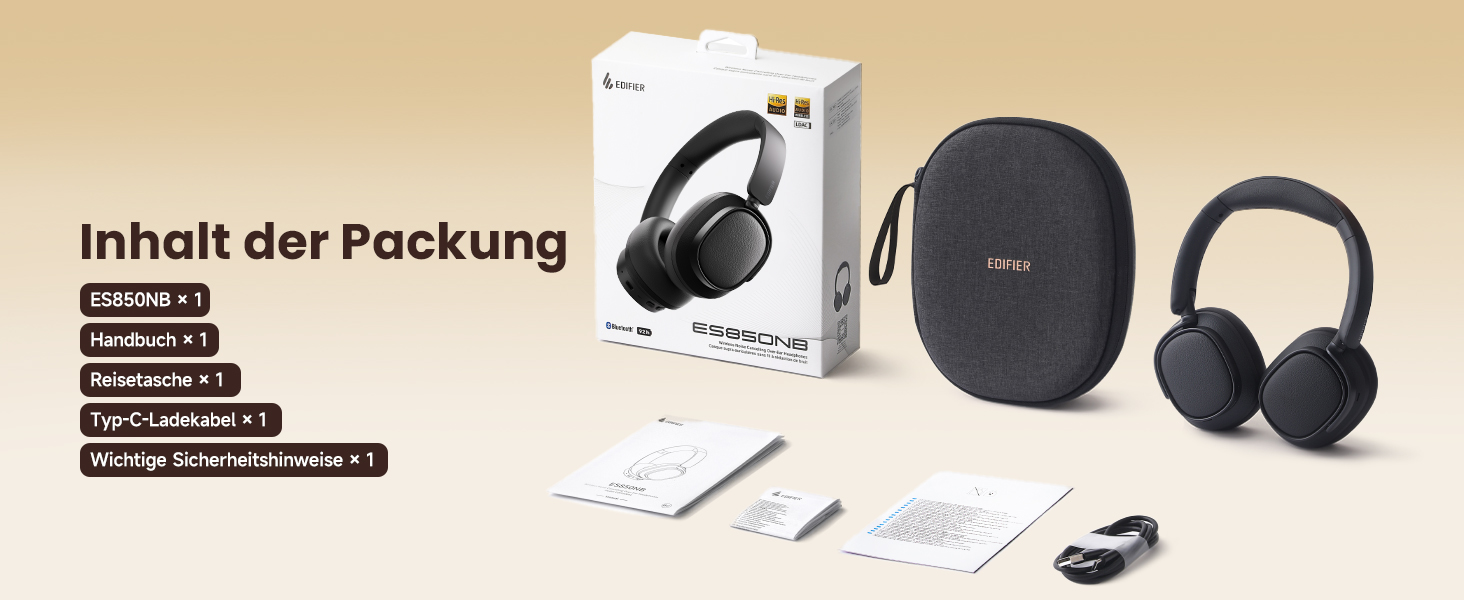 Навушники бездротові Edifier ES850NB з шумозаглушенням, Hi-Res Audio, Bluetooth 5.4, чорні