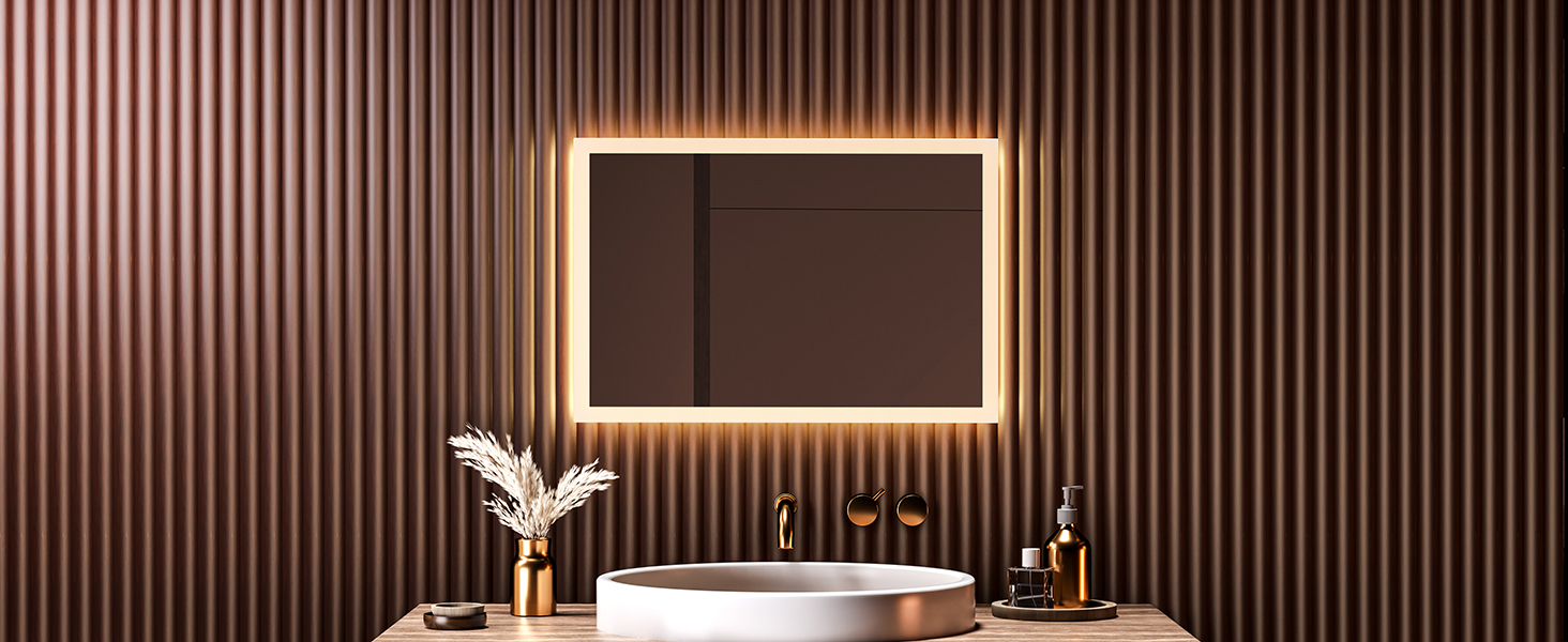 Дзеркало для ванної кімнати EMKE® з підсвічуванням 80x60 см, тепле біле світло 3000K, вимикач, вертикальна/горизонтальна установка, IP44, енергозберігаюче