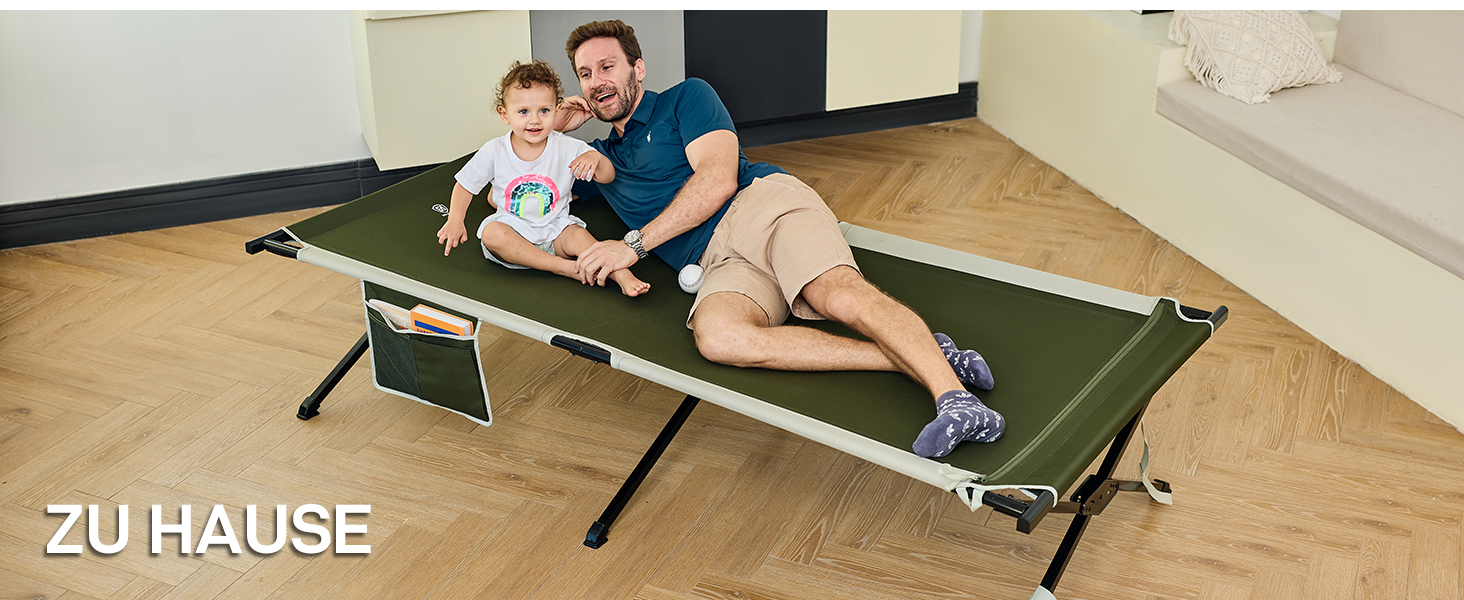 Розкладне ліжко EVER ADVANCED для кемпінгу та відпочинку: 214x106 см, 300 кг, чорне