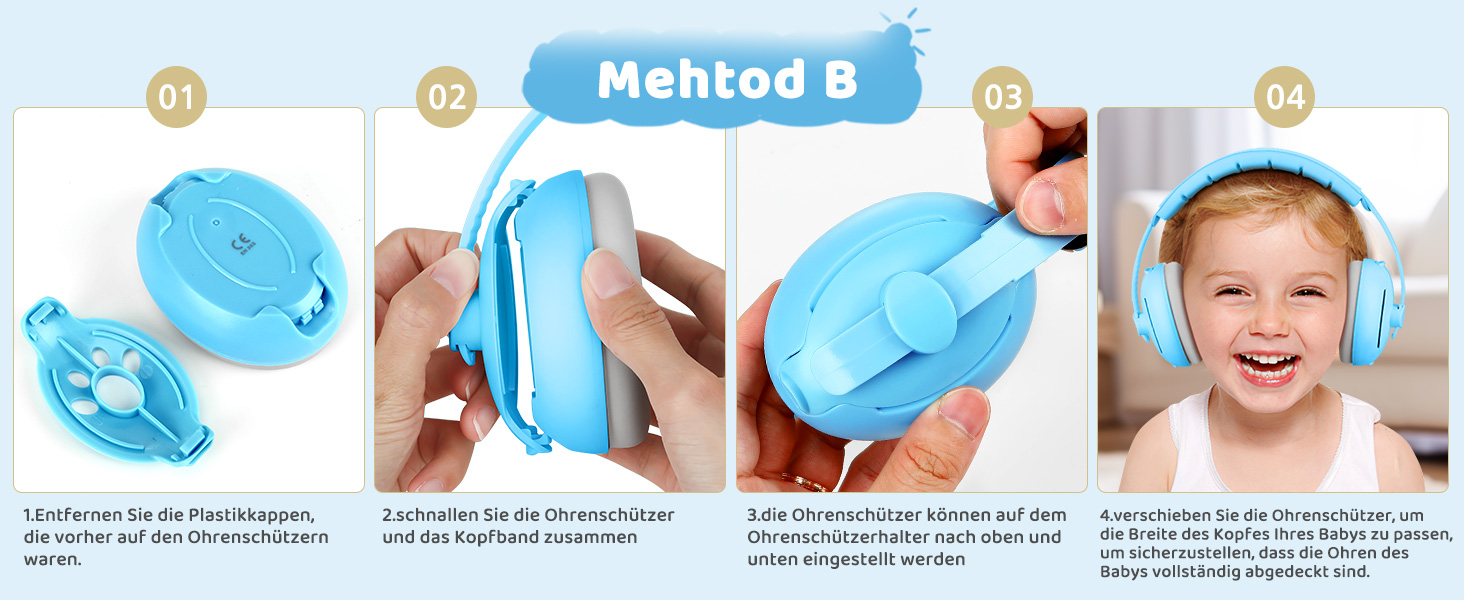 Навушники для захисту від шуму для малюків 0-2 роки, блакитні. Захист від шуму, ідеально для повсякденного використання та заходів