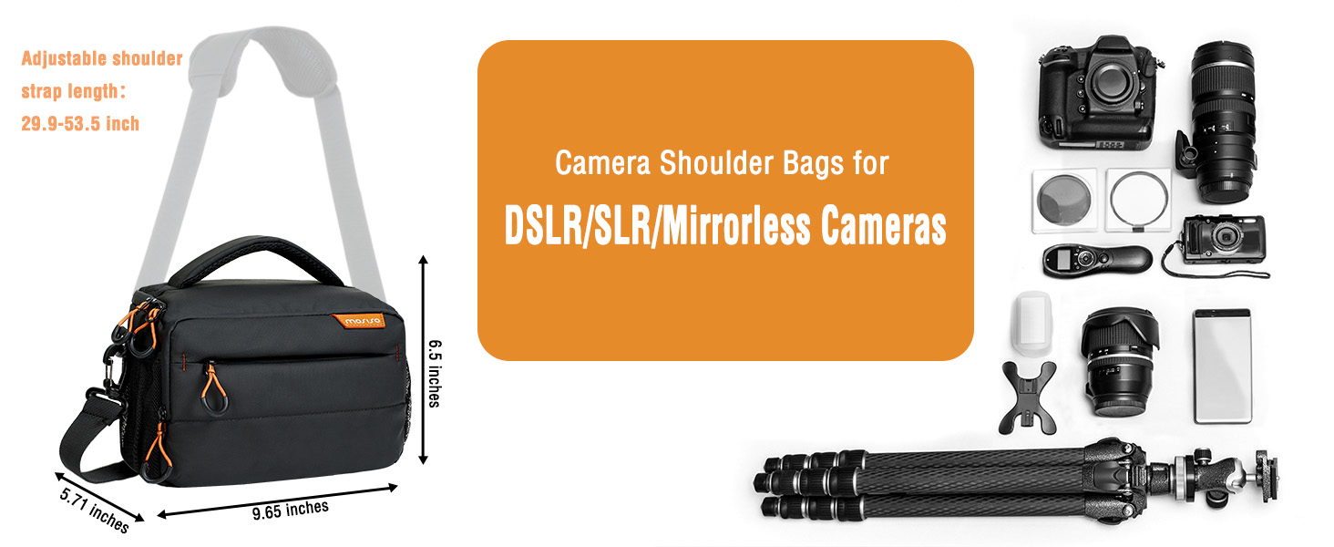 MOSISO Сумка для камери фотографа, водонепроникна сумка через плече для DSLR/SLR/беззеркальних камер Canon/Nikon/Sony, чорна