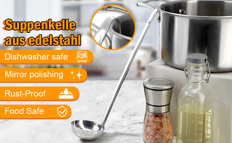 Набір кухонних аксесуарів Pleafind 4 шт. з нержавіючої сталі: половник, шумовка, лопатка, лопатка для вока