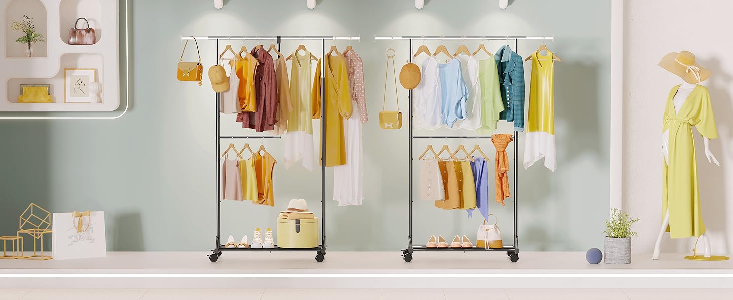 Кледірстанцер FAVOOOSTY на колесах, мобільний, металевий, регульований, чорно-білий, 89.50×39.00×161.20 см