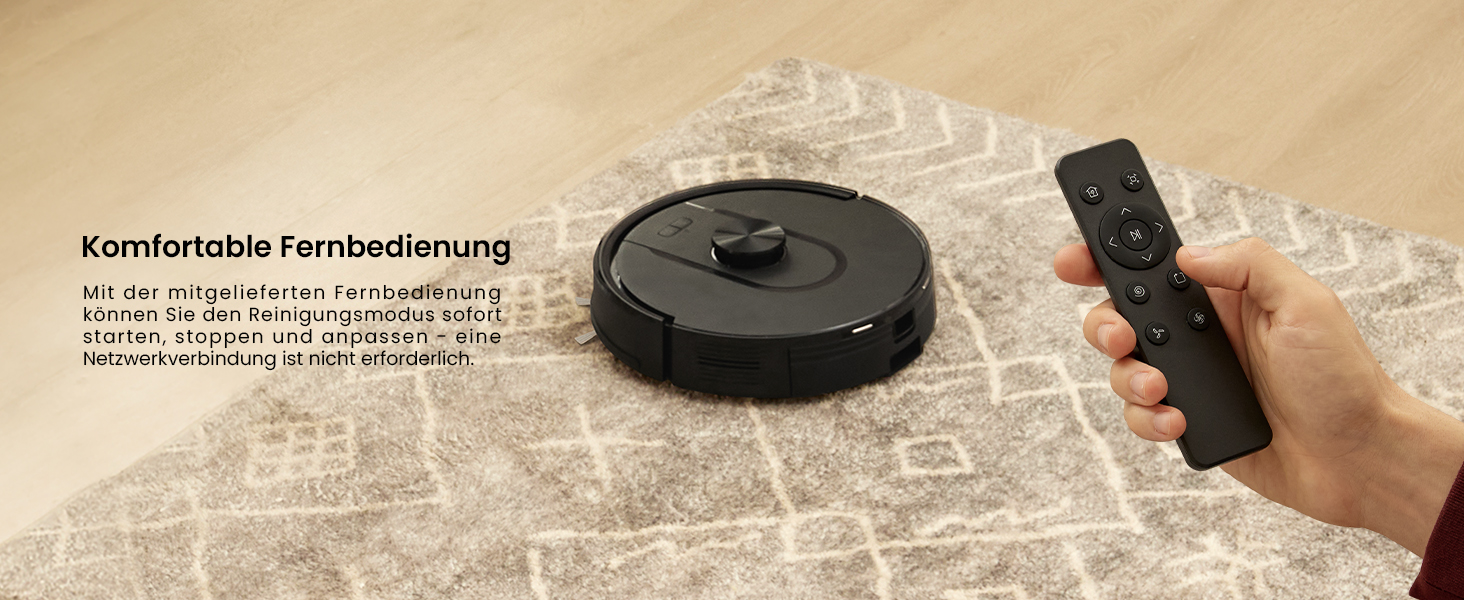 Робот-пилосос Vexilar з функцією миття підлоги, 8000Pa, LiDAR-навігація, 150 хв роботи, 15 зон заборони, керування через додаток, для тварин та килимів (W11)