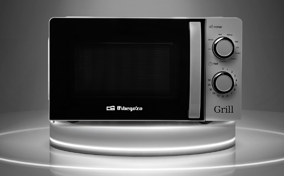 Мікрохвильова піч Orbegozo MI 2115, 20 л, 700 Вт, біла, з грилем