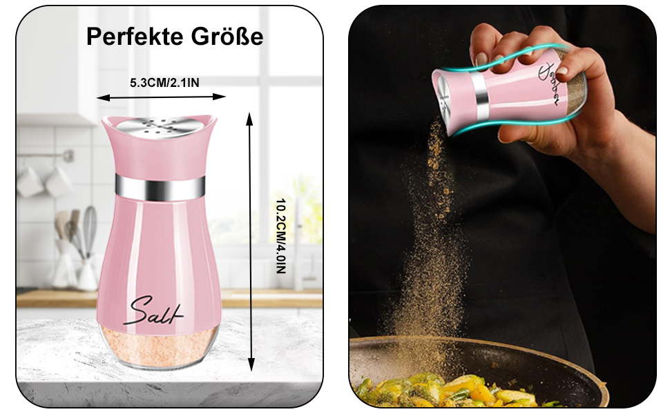 Набір для солі та перцю з нержавіючої сталі з скляною пляшечкою, дозатор спецій, кухонне приладдя для дому, кухні, ресторану, обіднього столу (Рожевий)