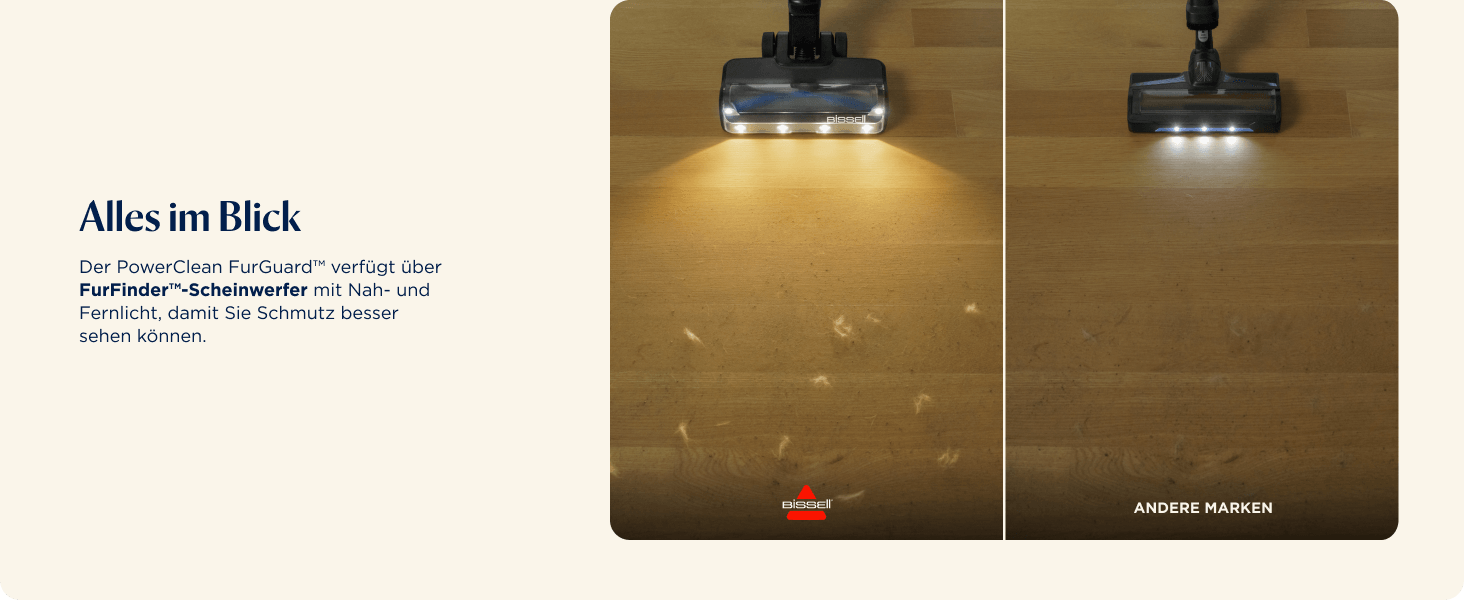 Бездротовий пилосос Bissell PowerClean FurGuard з акумулятором, 280W, самоочищувана щітка, світло FurFinder, HEPA-фільтр, акумулятор 2500 mAh, час роботи 50 хв, щітка FurGuard 4091N для видалення шерсті тварин