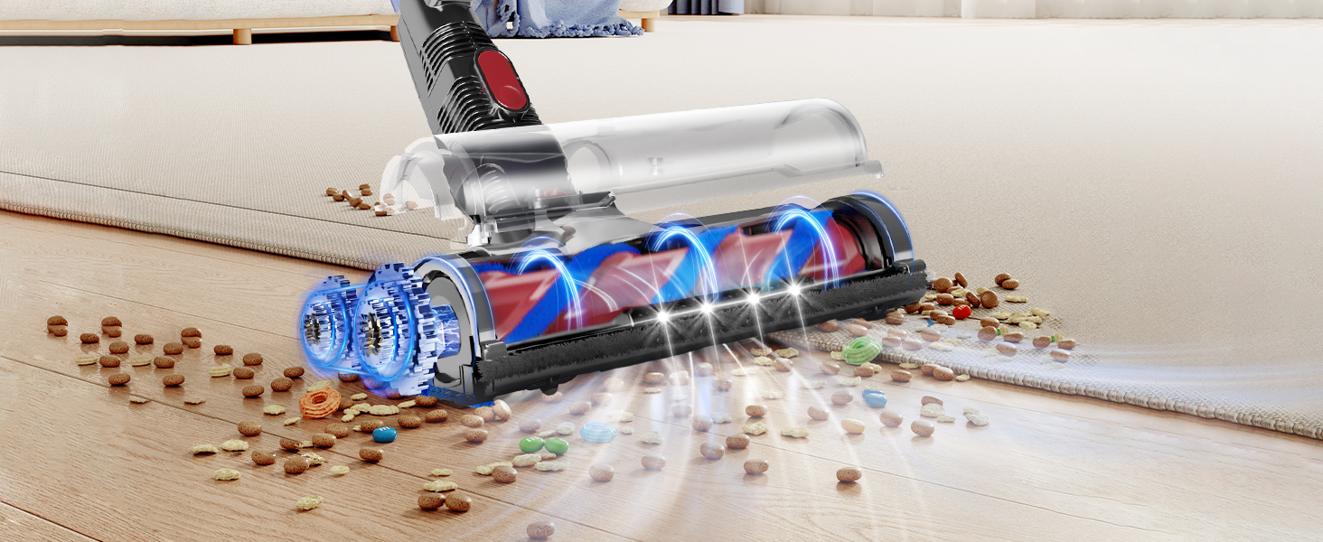 Бездротовий пилосос Authmic 40000Pa з акумулятором, час роботи до 50 хв, об'єм контейнера 1.6 л, HEPA фільтр x4, для килимів, твердих підлог та шерсті тварин