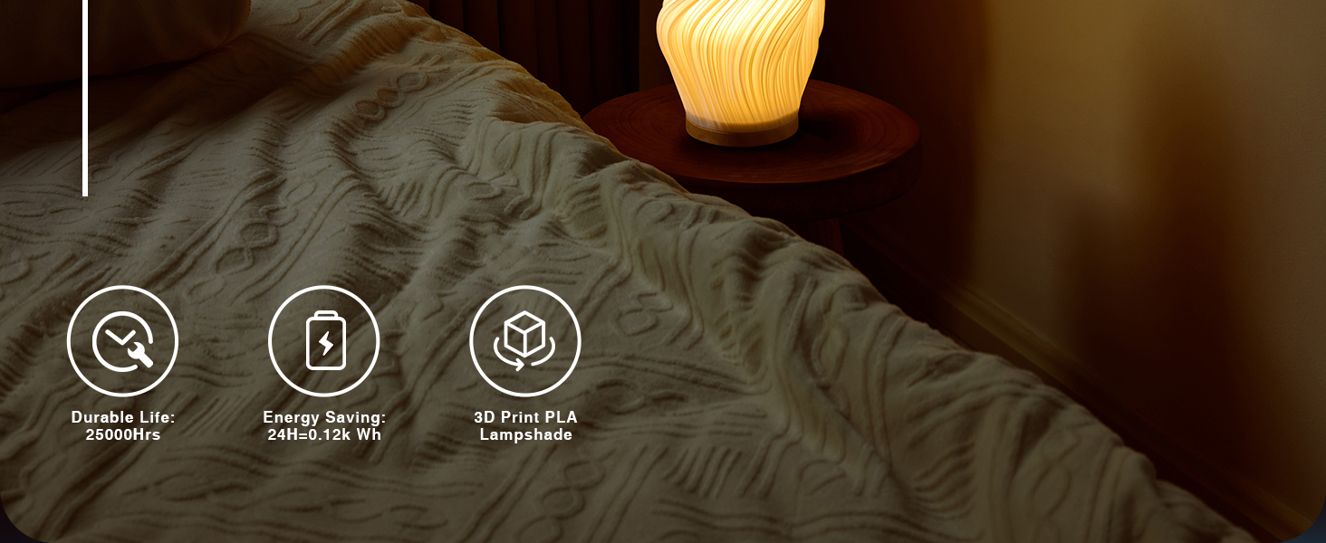Стійлова лампа Dawnwake для спальні та вітальні з дерев'яним цоколем, LED-освітлення