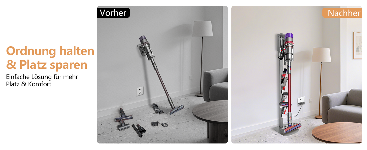 Стійка для пилососа Dyson V6-V16 (Gen5) – металева підставка з 4 гаками, настінне кріплення без свердління, срібляста